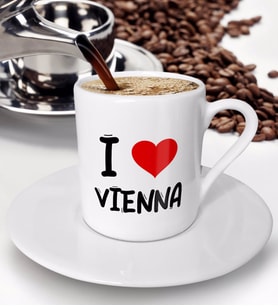 BK Gift I Love Vienna Tasarımlı Türk Kahvesi Fincanı - Model 1