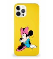 Apple iPhone 12 Pro Max Soft Premier Kapak Minnie Mouse-E Tasarımlı Silikon Kılıf - Sarı (Şeffaf)