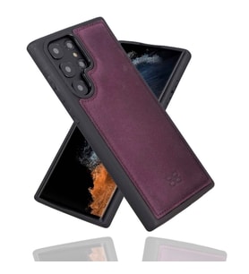 Bouletta Samsung Galaxy S22 Ultra Uyumlu Deri Arka Kapak CZ7 Mor