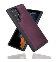 Bouletta Samsung Galaxy S22 Ultra Uyumlu Deri Arka Kapak CZ7 Mor