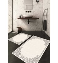 Dijital Baskılı Kaymaz Taban Yıkanabilir 2'li Klozet Takımı Banyo Paspası NDKZ-HT-1381 (Gri)