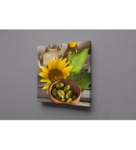 YEŞİL ZEYTİN VE AYÇİÇEK KANVAS TABLO 120x120cm