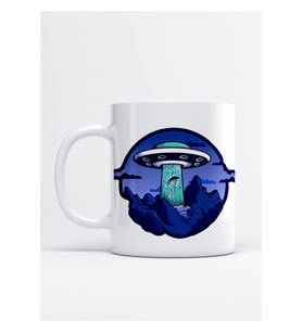 Retro Ufo Baskılı Porselen Kupa Bardak