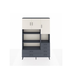 Arges Dolap 9 Raflı 6 Çekmeceli 3 Kapaklı 132x30x195 Antrasit-Aytaşı/Antrasit