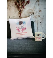 Sevgililer Günü Hediyesi Kupa Bardak ve Yastık Set 004 (Beyaz)