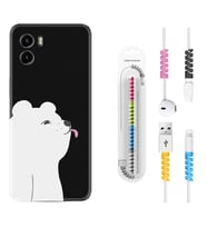 Vivo Y15S Y32 Y33S Y51 Y53S Kılıf Kablo Koruma Spiral Silikon Panda Sevimli 1738