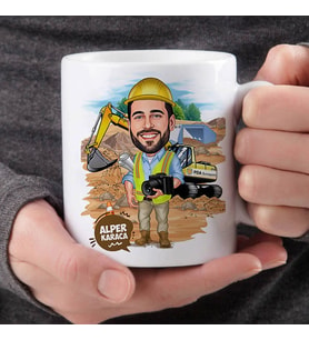 Kişiye Özel İnşaat Mühendisi Erkek Karikatürlü Kupa Bardak