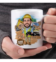 Kişiye Özel İnşaat Mühendisi Erkek Karikatürlü Kupa Bardak