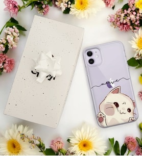 Yapışkan Kedi Tasarımlı Kişiye Özel Şeffaf Telefon Kılıfı (Tüm Telefon Modelleri Mevcuttur.) - Hediye Kutulu