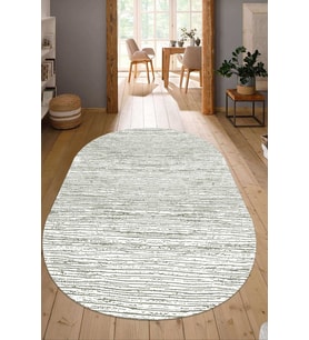Dijital Baskılı Kaymaz Taban Yıkanabilir Oval Salon Halısı Mutfak Halısı Yolluk NDO-SD-379 (Gri)