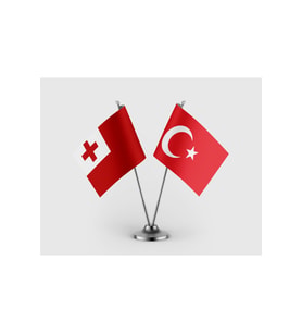 Tonga Bayrağı ve Türk Bayrağı İkili Saten Masa Bayrağı Takımı