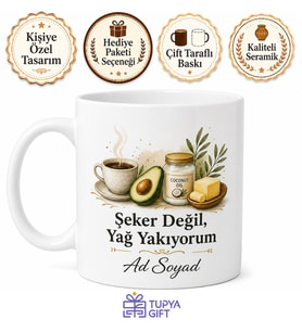 Ketojenik Beslenenlere Şekersiz Kahve Ve Sağlıklı Yağlar Kupası Keto Hediye Bardak