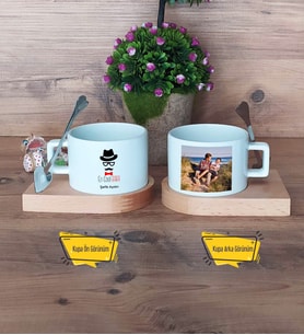 En Cool Baba Kupa Bardak Ahşap Altlıklı Kısa Fotoğraflı Babaya Hediye