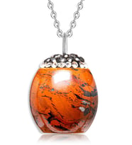 Doğal Kahverengi Desenli Jasper Taşı Kolye (Çok Renkli)