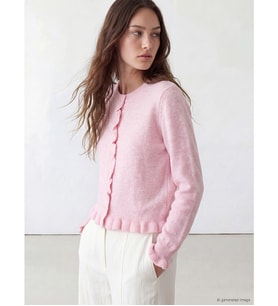 LCW Modest Pembe Bisiklet Yaka Kadın Triko Hırka