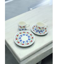 2 KİŞİLİK PORSELEN,LALE DESENLİ KAHVE FİNCAN TAKIMI