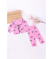  VaVbaby %100 Pamuk Kruvaze Yaka Önden Düğmeli Pembe Miki Mevsimlik Bebek Pijama Takım (Ay)