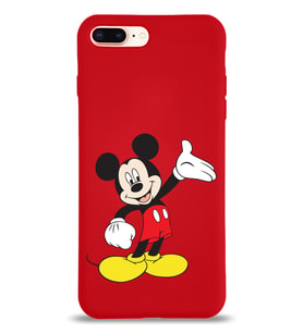 Apple iPhone 8 Plus Uyumlu Lansman Kılıf Mickey Mouse Tasarımlı Altı Kapalı İçi Kadife Kaplı  Kapak (Şeffaf)