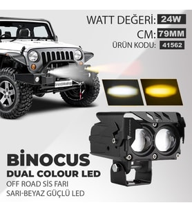 Binocus Çift Renkli Universal Off Road Sis Farı Mini Spot Lens Led Far