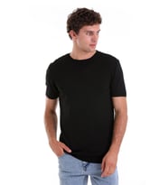Hatemoğlu Siyah Slim Fit Düz Bisiklet Yaka Rayon Tişört (A.Siyah)