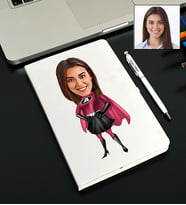 Kişiye Özel Süper Kadın Tasarımlı Karikatürlü Beyaz Defter Kalem Seti 80