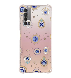 PrintiFy Huawei P Smart 2021 Uyumlu Nazar Boncuğu 5 Baskılı Şeffaf Köşe Korumalı Antişok Kılıf
