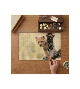 Yavru Aslan Tasarımı 240 parça Ahşap Puzzle Ahşap Kutuda MP02973