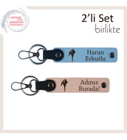 Kız Sporcuya Uygun Minimalist Tasarım, Tekvando Temalı Deri Anahtarlık Hediye, Gök Mavi-Yavru Ağzı
