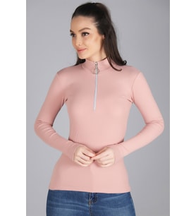 Sweetness Kadın Pudra Fermuar Detaylı Kaşkorse Bluz