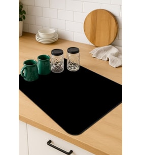 Siyah Sade Microfiber Bulaşık Kurutma Kurulama Matı MM007