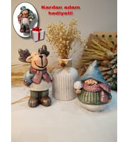 Noel ( Yılbaşı ) Biblo 3 ' lü Set Model 2 ( Kardan Adam Hediyeli )