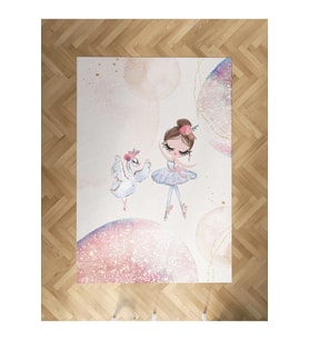 MEKTA HOME BEBEK VE ÇOCUK ODASI Kuğu ve Balerin Desenli Halı