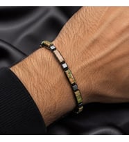Valmont Accessories Yeşil Doğal Taş Görünümlü Asansörlü Ayarlanabilir Erkek Bileklik