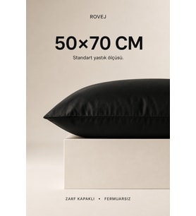 %100 Pamuk Saten Yastık Kılıfı Siyah 50x70 cm Tekli