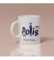 Kelepçeli Kadın Polis Baskılı Kupa Kişiye Özel