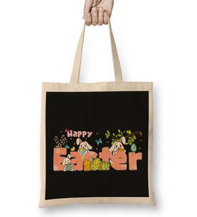 Happy Easter Gift Bez Çanta Uzun Saplı