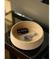 18 cm Dekoratif Kase, Takı Tabağı, Anahtarlık, Modern Organizer (Bej)