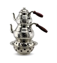 Nikelli Baskı Bakır Çaydanlık 2,8 Lt ve Sac Isıtıcı