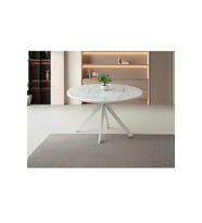 Ahşap Yuvarlak Açılır Büyüyen Yemek Masası Beyaz Mermer Desen 70x120cm SADECE MASA FİYATIDIR (Beyaz-Mermer)
