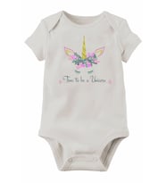 Organik Unicorn Baskılı Pamuklu Unisex Bebek Body