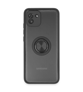Galaxy A03 Kılıf Montreal Yüzüklü Kapak - Siyah