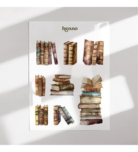 Vintage Kitaplar Temalı Şeffaf Sticker Seti – Ajanda Süsleme, Journal, Çıkartma Sayfası