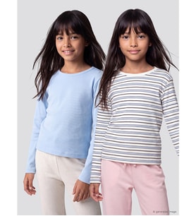 LCW Kids Ekru Bisiklet Yaka Kız Çocuk Tişört 2'li