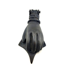 Antika Tarz Dekoratif Pirinç El Kapı Tokmağı, Taktak - 167x75 mm, Oksit