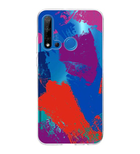 Huawei P20 Lite 2019 Uyumlu Kapak Brush Stroke Tasarımlı Şeffaf Silikon Kılıf
