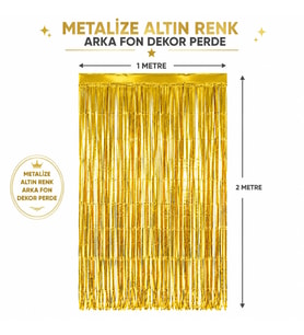 Mey İthalat® Metalize Parti Perdesi 100x200 cm – Kapı ve Arka Fon Perdesi