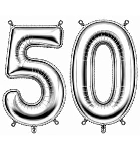 50 Rakam Folyo Balon Gümüş Rengi (76 cm)