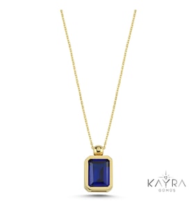 Mavi Topaz Taşlı Gümüş Kolye GM07
