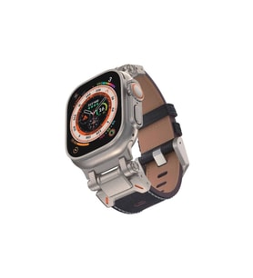 Apple Watch 42mm Uyumlu Zore KRD-114 Metal Başlıklı Suni Deri Kordon