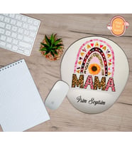 Kişiye Özel Gökkuşağı Kalp Çiçek Temalı Anne Yazılı Mouse Pad Bilek Destekli